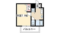 プレサンス覚王山D-StyleII 4階1Kの間取り