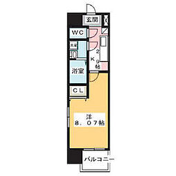 マリオン千代田 12階1Kの間取り