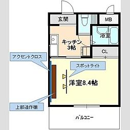 ライフ21 3階1Kの間取り