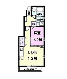 グランドカーサ枇杷島 1階1LDKの間取り