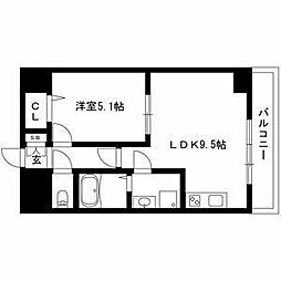 サンマール金山南 6階1LDKの間取り