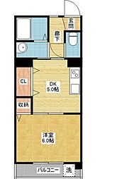 グランド・マンション向陽 2階1DKの間取り