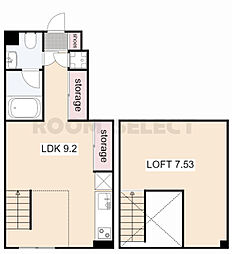 アーブルフレールB棟 1階ワンルームの間取り