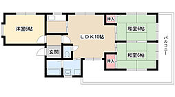 グリーンシャトー赤坂 3階3LDKの間取り