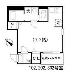 ベルフィノ名古屋 3階ワンルームの間取り