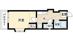 ＴＫロイヤルコーポ 2階1Kの間取り