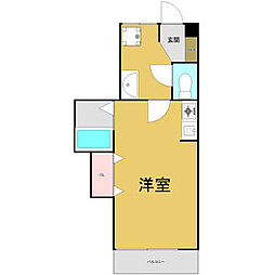 サンシティ庄内 6階ワンルームの間取り
