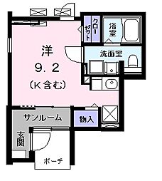 ブランメゾン 1階ワンルームの間取り