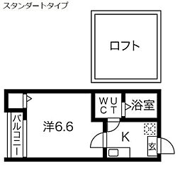 アビー・ロード 1Kの間取図画像