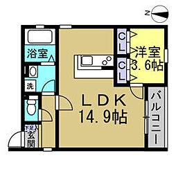 LeGioie新瑞橋駅 4階1LDKの間取り