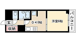 アクセス高辻 6階1DKの間取り