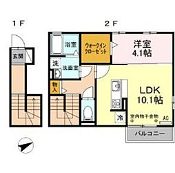 ｌｅ　ｍｉｅｌ 2階1LDKの間取り