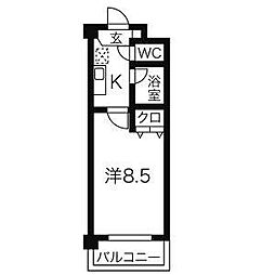 サンハイツ城西 1階1Kの間取り