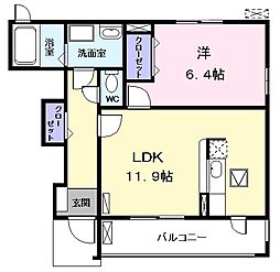 プレッソエコーIV 1階1LDKの間取り