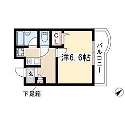 プロクシィスクエア安田通 2階1Kの間取り