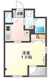 リヴィエム 3階1Kの間取り