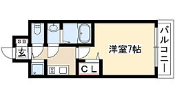 プレサンス栄ブリオ 5階1Kの間取り