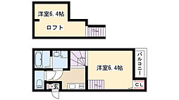 アルバーノ新守西Grande 2階1Kの間取り