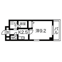 ノーブルコート 2階1Kの間取り