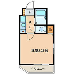 スターブル今池 4階1Kの間取り