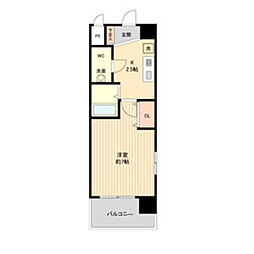 パークフラッツ金山 7階1Kの間取り