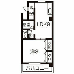 アベニュー22 8階1LDKの間取り