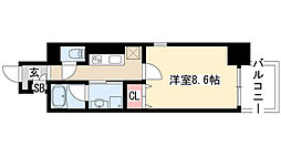 リ ブラン東別院 3階1Kの間取り
