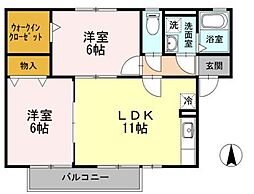 クレール・ヴィラージュ　Ｂ棟 1階2LDKの間取り