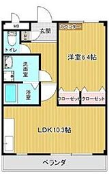 リバーサイド・愛 1階1LDKの間取り