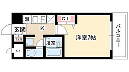 エクセル本山 2階1Kの間取り