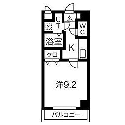 プリミエール矢田 3階1Kの間取り