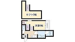 アルバーノ北山(アルバーノキタヤマ) 2階1Kの間取り