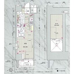 エステムコート名古屋栄デュアルレジェンド 5階1Kの間取り