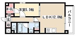 カーサ ミツクラ 2階1LDKの間取り
