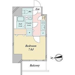 エスプレイス鶴舞ガーデンテラス 2階1Kの間取り