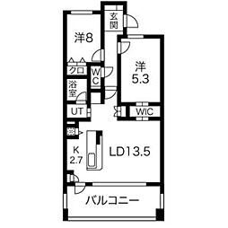 桜山西マンション 4階2LDKの間取り