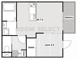 ジュネス上石川町 2階1DKの間取り