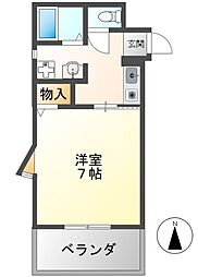 DWELL GOKENYA 3階1Kの間取り