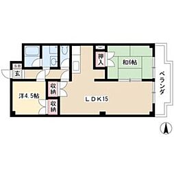 ラフォーレ中村 2LDKの間取図画像