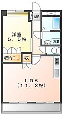 ヒルズ竹の山 3階1LDKの間取り