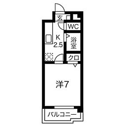 リベルテ大金 3階1Kの間取り