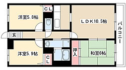 シティ・ライフ山下通 4階3LDKの間取り