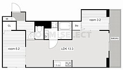 サニーコート平和 1階2LDKの間取り