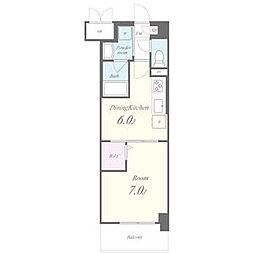 プロセルム上坂(カミサカ) 2階1DKの間取り