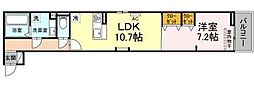ル・リオン浅間町 2階1LDKの間取り