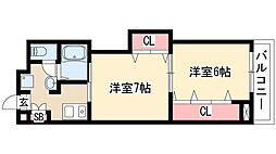 プレステージ名古屋 12階1LDKの間取り