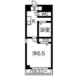 フォルトゥーナ荒畑 6階1Kの間取り