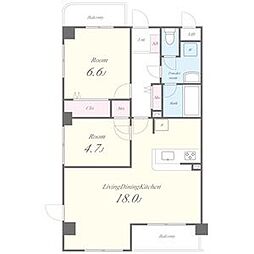 Bonne ChanceII(ボンヌシャンスツー) 4階2LDKの間取り