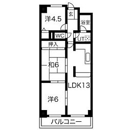 ダイアパレス八事隼人池 204 2階3LDKの間取り