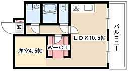 ビラ松風園 2階1LDKの間取り